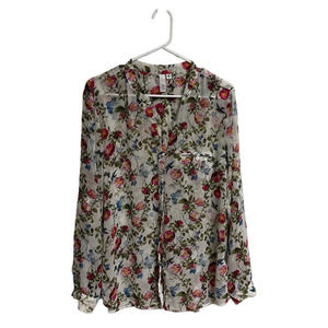 Kut from the Kloth Floral Chiffon Blouse Size XL